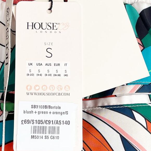 House of CB Wide Leg Pants Tropical Print Satin Bartola Pants Size S NWT - Picture 7 of 7